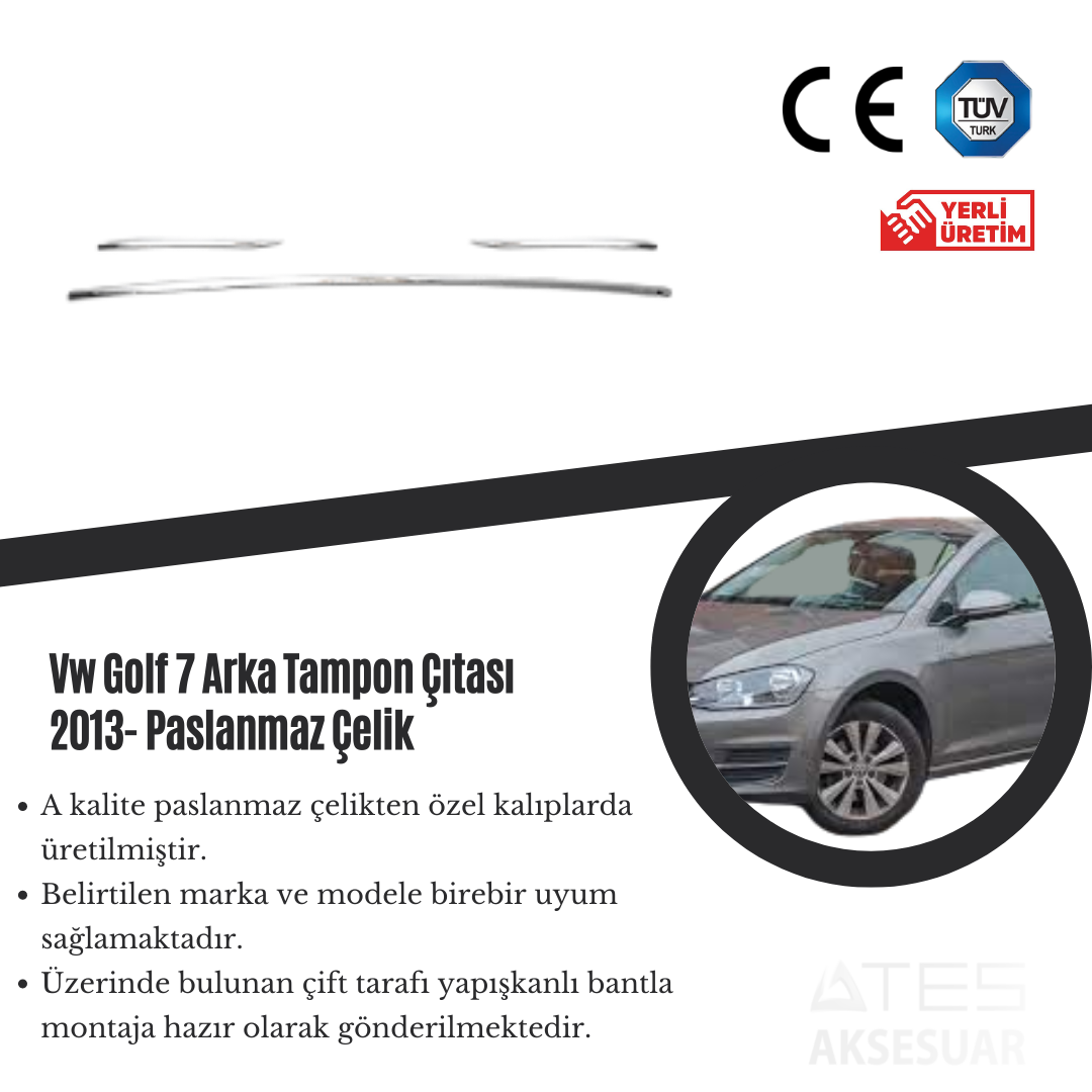 Volkswagen Golf 7 2013 Arka Tampon Çıtası Paslanmaz Çelik