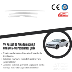 Volkswagen Passat B8 2015 Arka Tampon Alt Çıtası Paslanmaz Çelik
