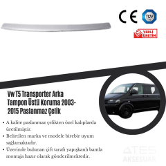 Volkswagen Transporter T5 2003-2015 Arka Tampon Üstü Koruma Paslanmaz Çelik