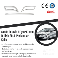 Skoda Octavia 3 2013 Egzos Kromu Difüzör Paslanmaz Çelik