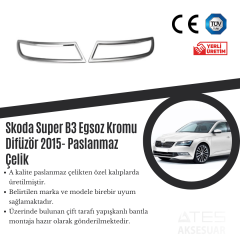 Skoda Super-B3 2015 Egzos Kromu Difüzör Paslanmaz Çelik