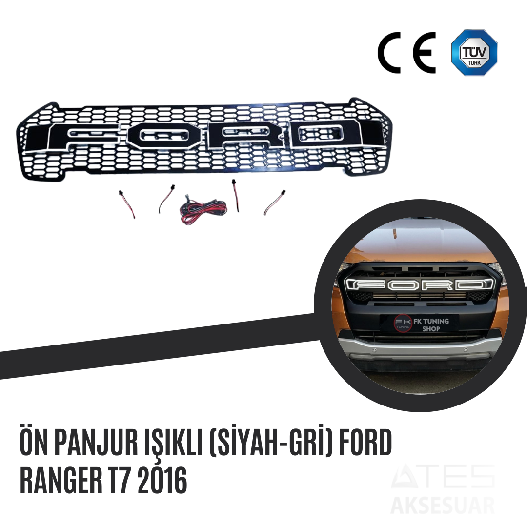 Ön Panjur Işıklı (Siyah-Gri) Ford Ranger T7 2016