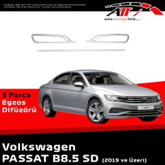 Volkswagen Passat 2019> Arka Egzoz Çerçeveleri Egzoz Ucu 3 Parça Paslanmaz Çelik Krom