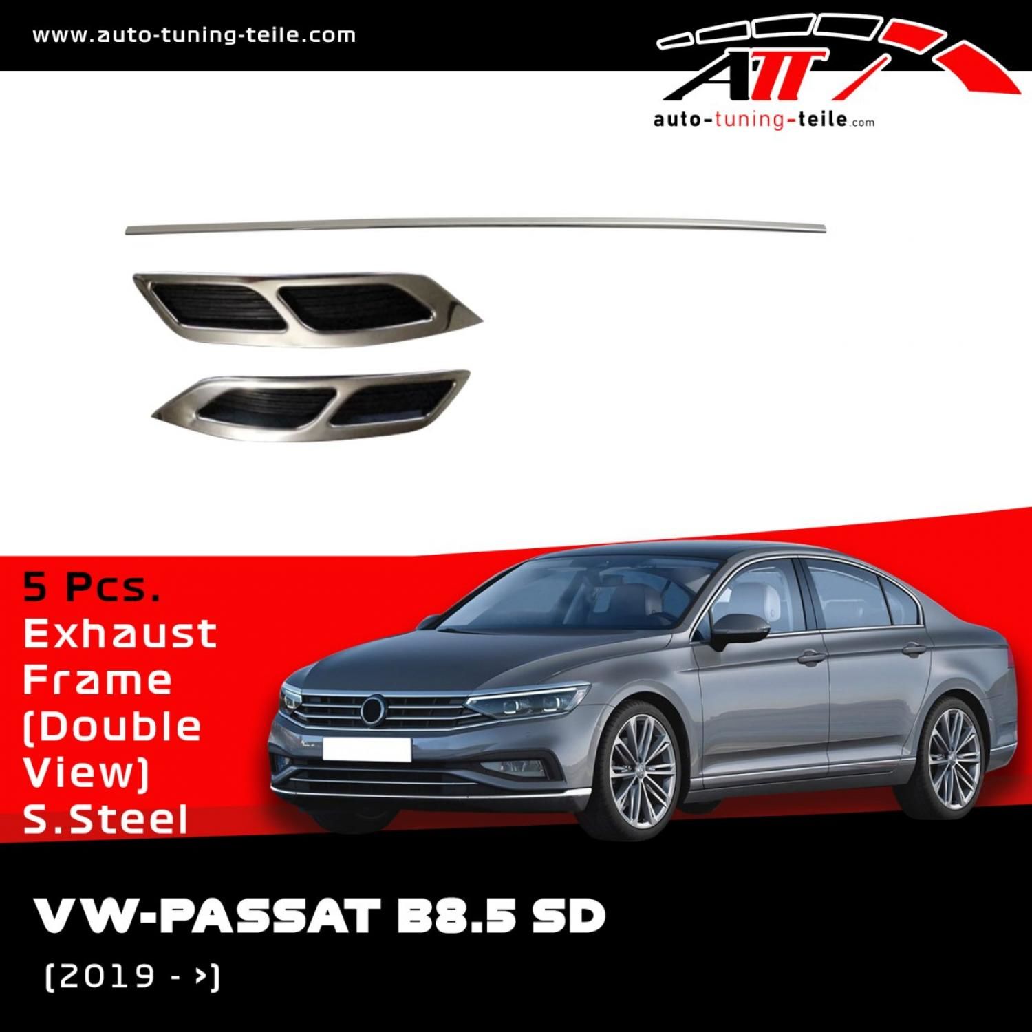 Volkswagen Passat 2019> Arka Egzoz Çerçeveleri Patentli Çift Çıkışlı Egzoz Ucu Paslanmaz Çelik 3 Parça