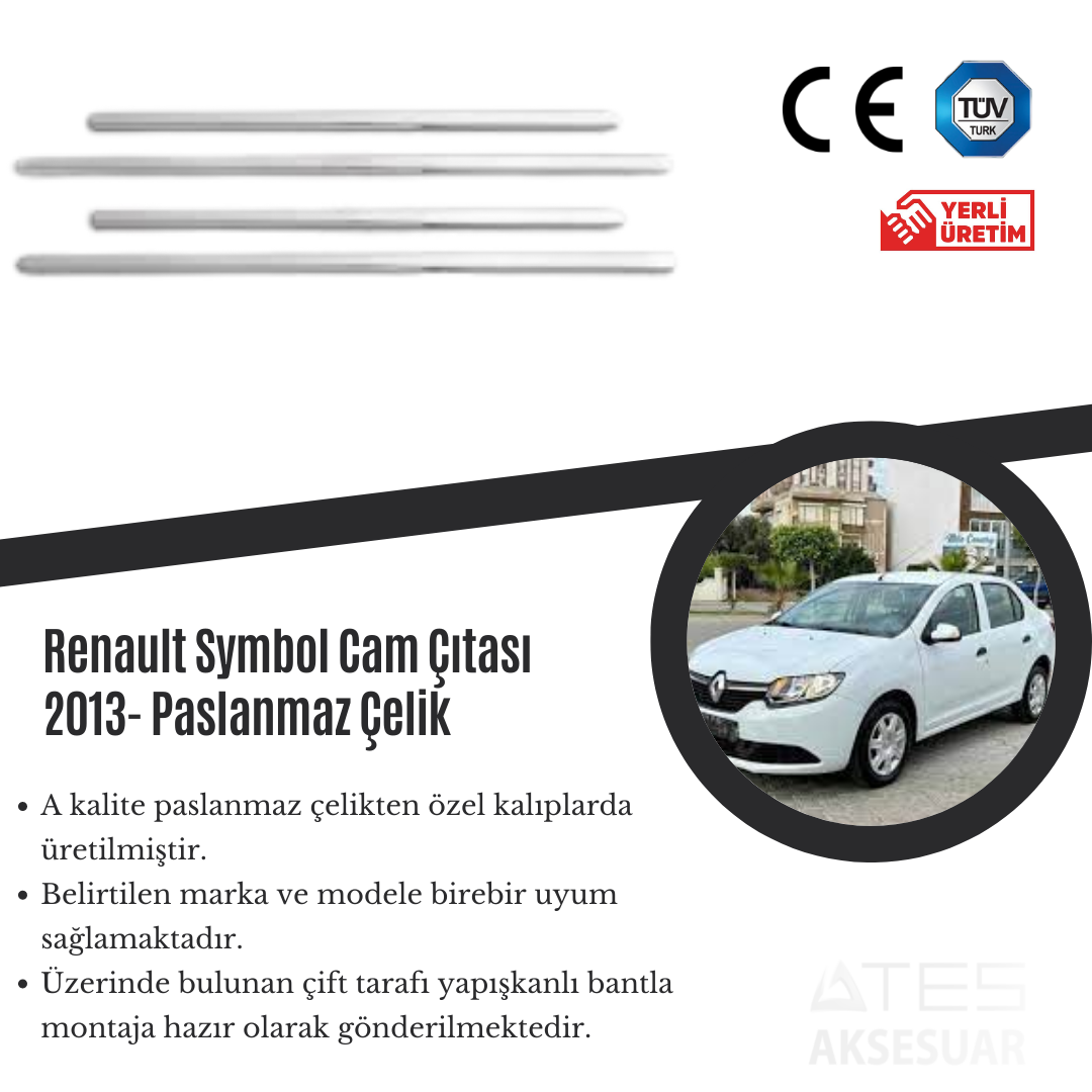 Renault Symbol 2013 Cam Çıtası Paslanmaz Çelik