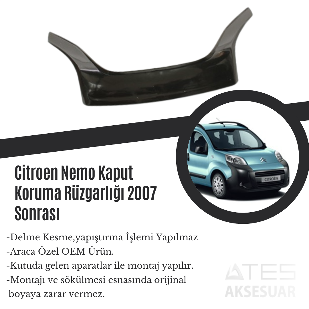 Citroen Nemo Kaput Koruma Rüzgarlığı 2007 Sonrası