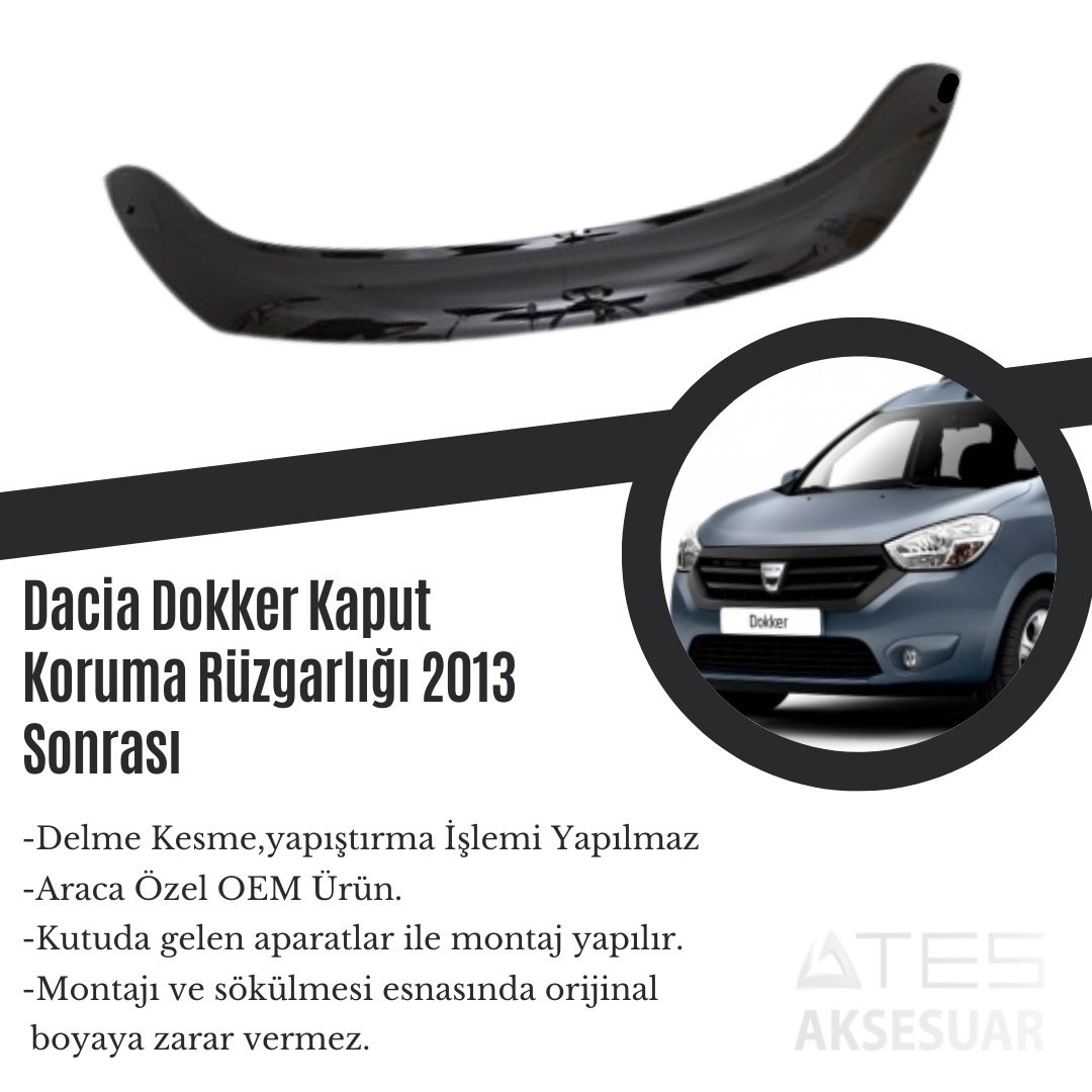 Dacia Dokker Kaput Koruma Rüzgarlığı 2013 Sonrası
