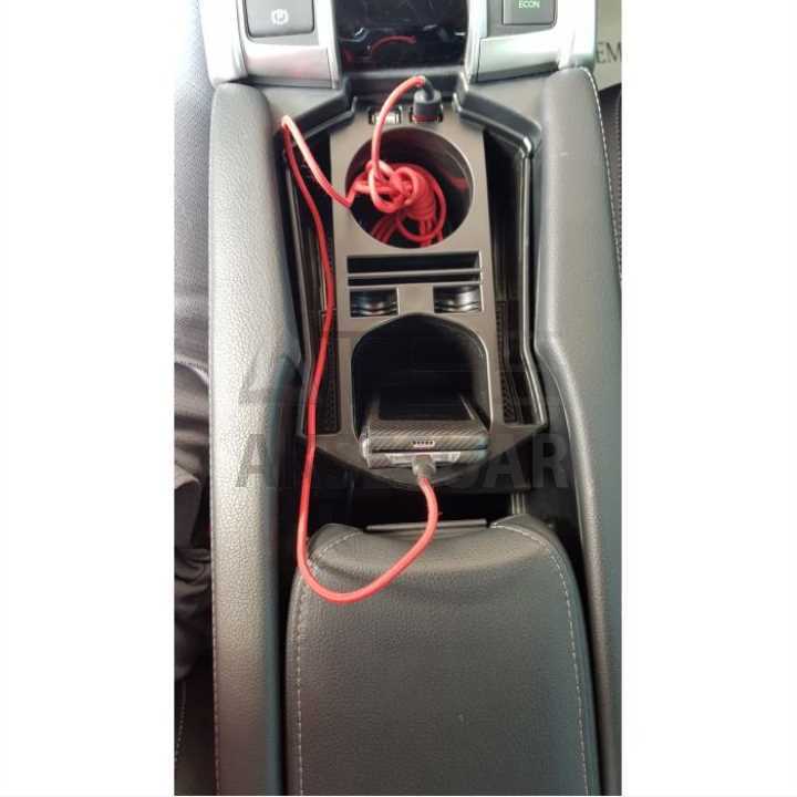 HONDA CIVIC FC5 2016-2020 USB PORTLU ORTA KONSOL KUTUSU SIYAH
