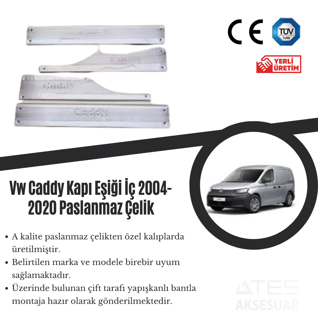 Volkswagen Caddy 2004-2020 İç Kapı Eşiği Paslanmaz Çelik