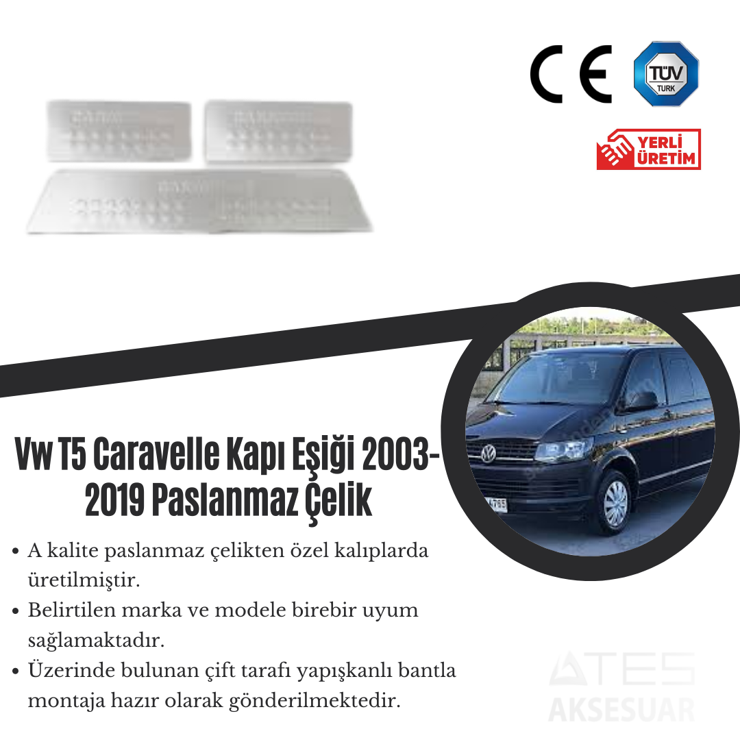 Volkswagen Caravella T5 2003-2019 Kapı Eşiği Paslanmaz Çelik