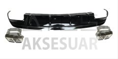 MERCEDES W176 12-15 A45 DIFÜZÖR & EGZOZ SETI (PARLAK SIYAH) - SILVER EGZOZ ILE (AMG PAKET İÇİN )