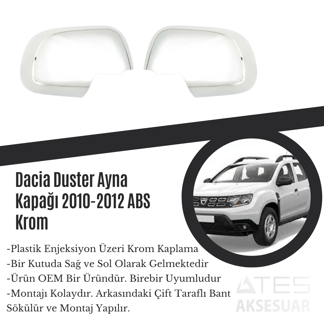 Dacia Duster 2010-2012 Ayna Kapağı ABS Krom