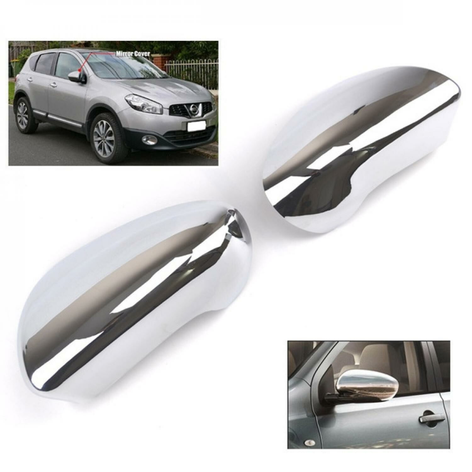 Nissan Qashqai 2010-2014 Ayna Kapakları Ayna Kapağı 2 Parça ABS Krom
