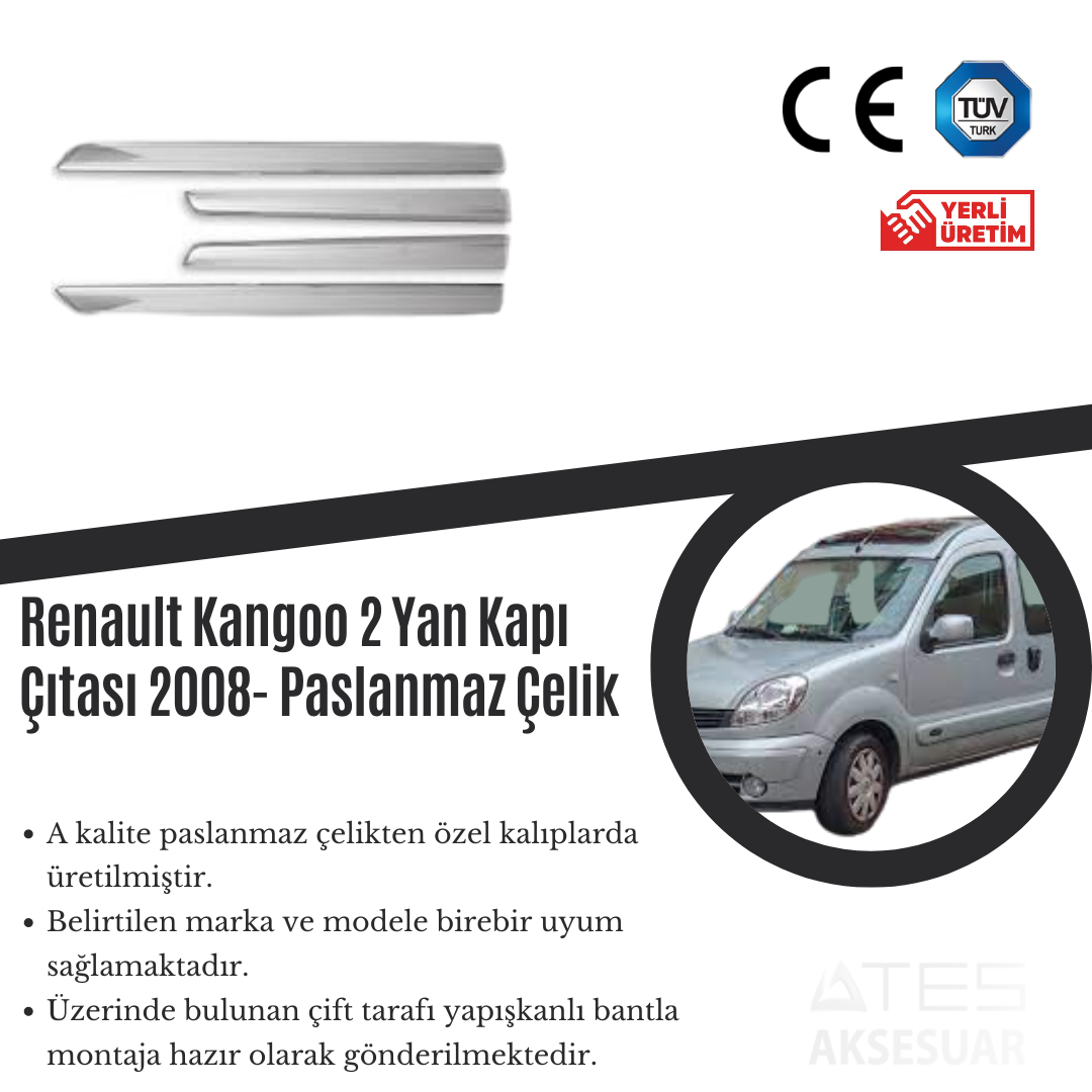 Renault Kangoo 2008 2 Kapı Yan Kapı Çıtası Paslanmaz Çelik