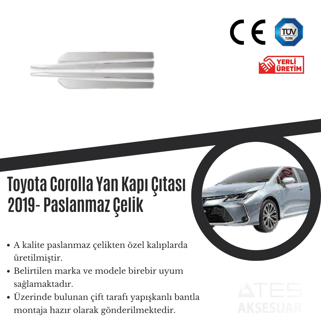 Toyota Corolla 2019 Yan Kapı Çıtası Paslanmaz Çelik