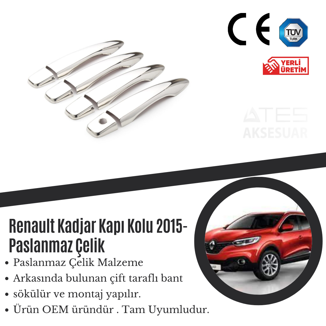 Renault Kadjar 2015 Kapı Kolu Paslanmaz Çelik