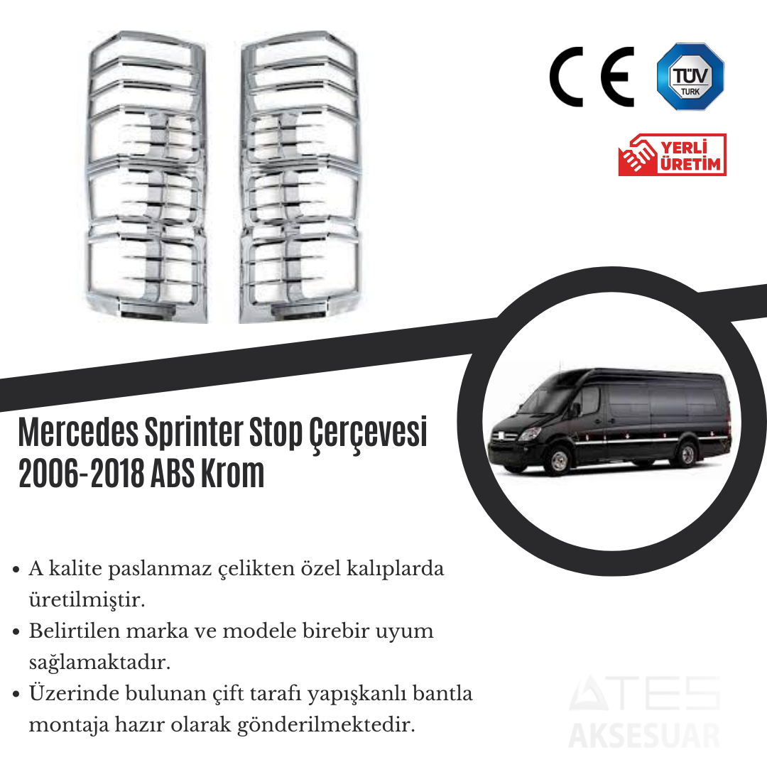 Mercedes Sprinter 2006-2018 Stop Çerçevesi ABS Krom
