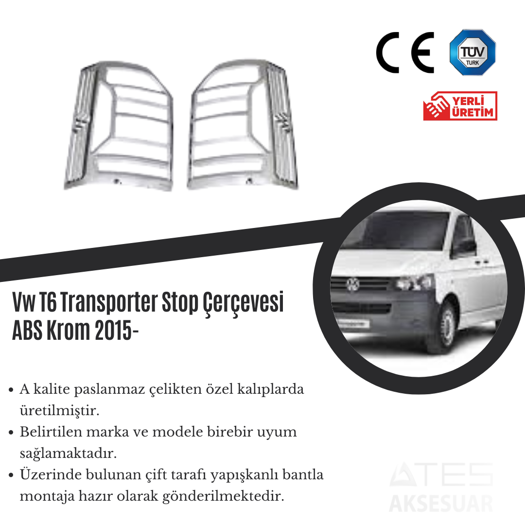 Volkswagen T6 Transporter 2015 Stop Çerçevesi ABS Krom