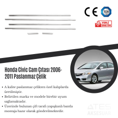 Honda Civic 2006-2011 Cam Çıtası Paslanmaz Çelik