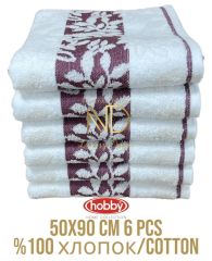 Hobby Pamuk 6´lı 50x90 Havlu Seti Spring Mor