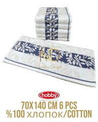 Hobby Pamuk 6´lı 70x140 Banyo Havlu Seti Spring Mavi