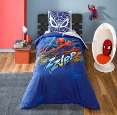 Taç Lisanslı Spiderman Blue City Tek Kişilik Nevresim Takımı