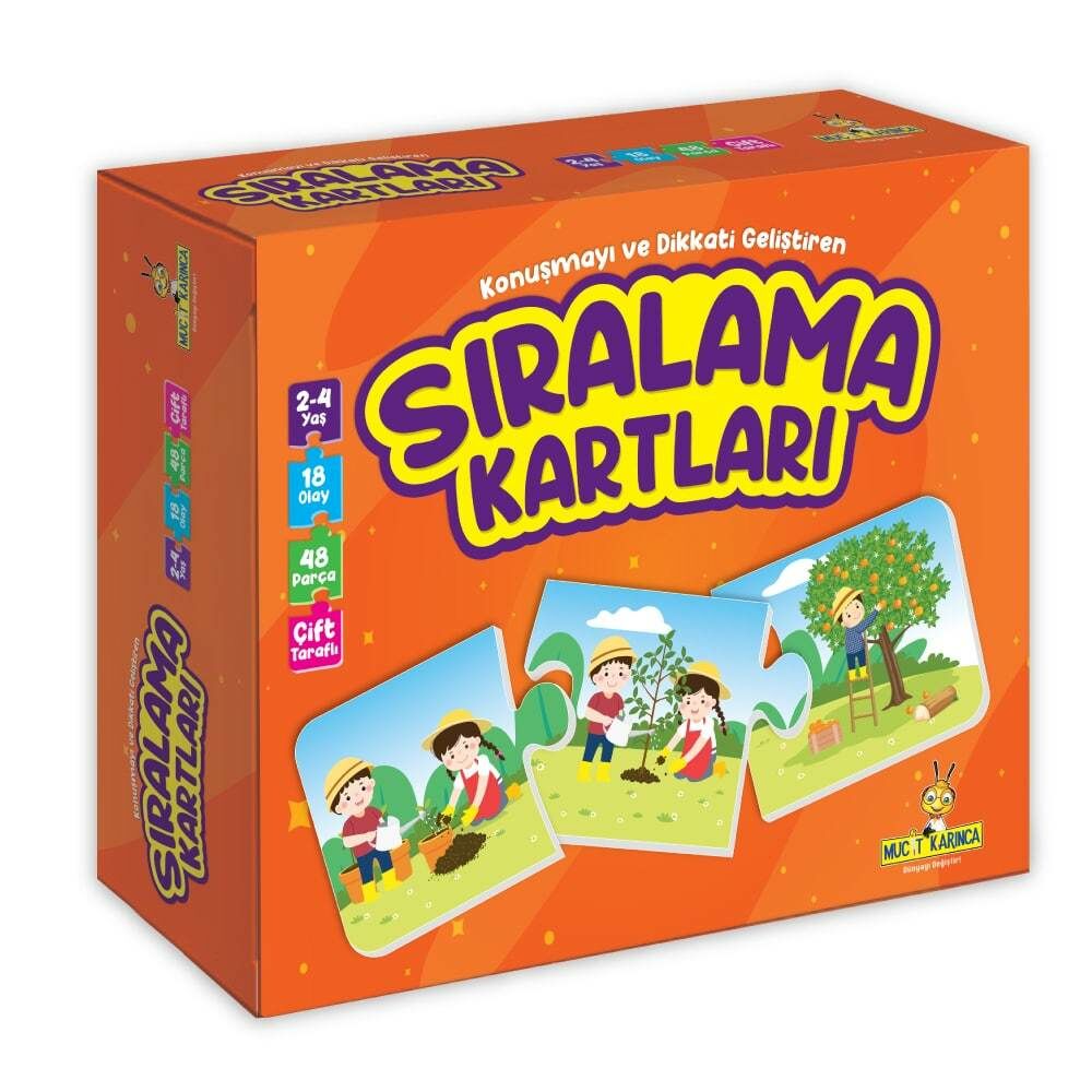 Sıralama Kartları Konuşmayı ve Dikkati Geliştiren Puzzle 2-4 Yaş