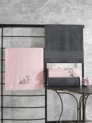 Cotton Box Colorful %100 Pamuk Hamam Havlu Seti Antrasit Pembe