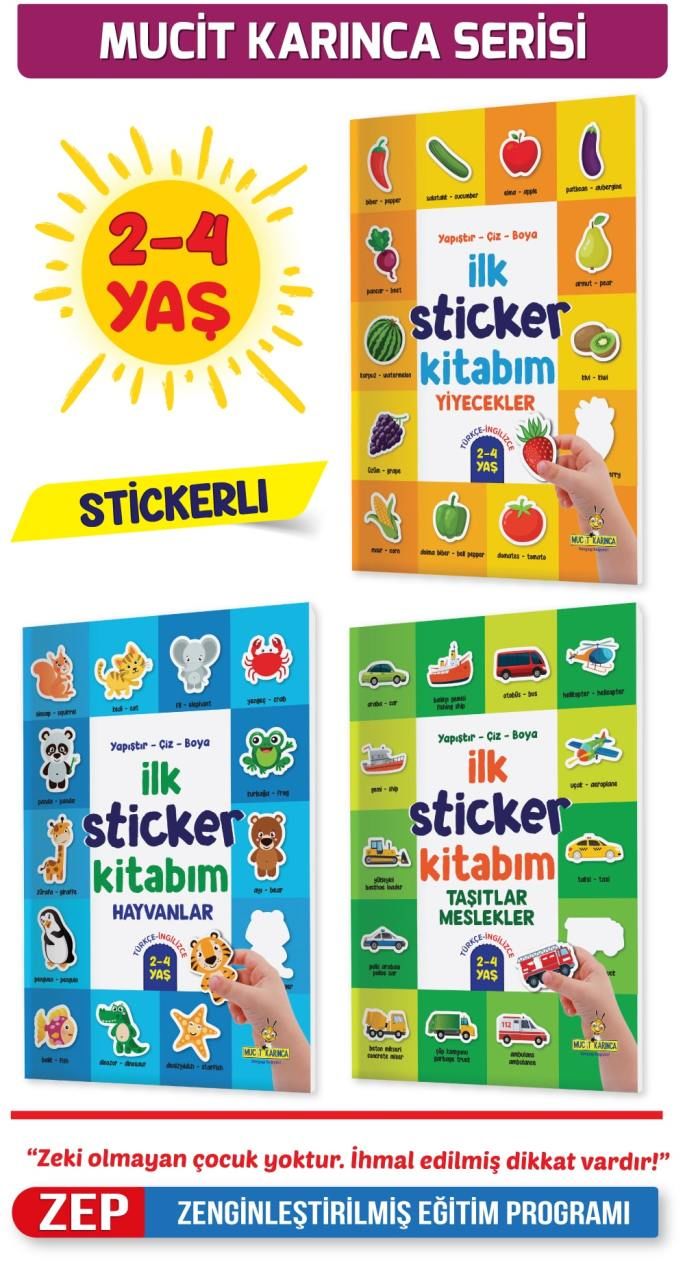 İlk Sticker Kitabım Türkçe İngilizce 2-4 yaş