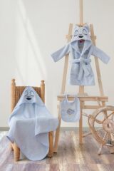 Cotton Box Bebek Bornoz Seti Bear Mavi