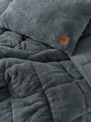 Cotton Box Peluş Çift Kişilik Yorgan Seti Gri