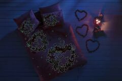 Taç Glow Parlayan Çift Kişilik Ranforce Nevresim Takımı Roses Pembe