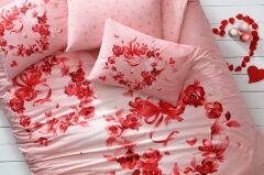 Taç Glow Parlayan Çift Kişilik Ranforce Nevresim Takımı Roses Pembe