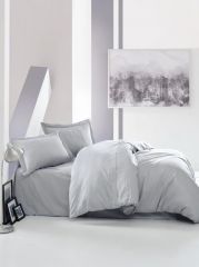Cotton Box Stripe Elegant Gri Çift Kişilik Saten Nevresim Takımı