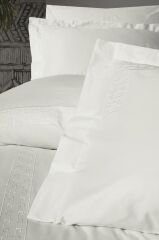 Cotton Box Brode Nakışlı Çift Kişilik Saten Nevresim Takımı Luxe Ekru