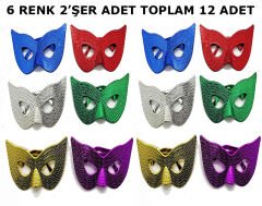 Maskeli Balo Partisi Görünümlü Retro Parti Gözlüğü 6 Renk 12 Adet