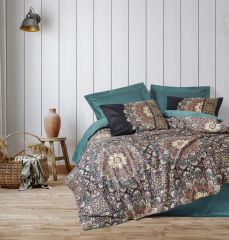 Cotton Box Çift Kişilik Saten Nevresim Takımı Ornate Petrol
