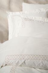 Cotton Box Brode Nakışlı Çift Kişilik Saten Nevresim Takımı Riley Ekru
