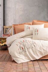 Cotton Box Brode Ranforce Çift Kişilik Nevresim Takımı Maia Karamel