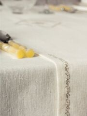 Cotton Box Pera Ekru 8 Parça Keten Masa Örtüsü