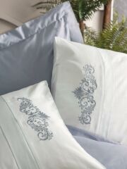 Cotton Box Brode Nakışlı Çift Kişilik Saten Nevresim Takımı Bianna Gri