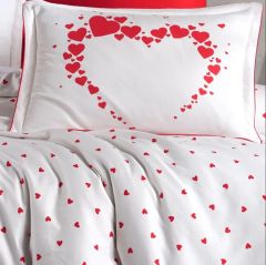 Hobby Çift Kişilik Saten Nevresim Amore Beyaz