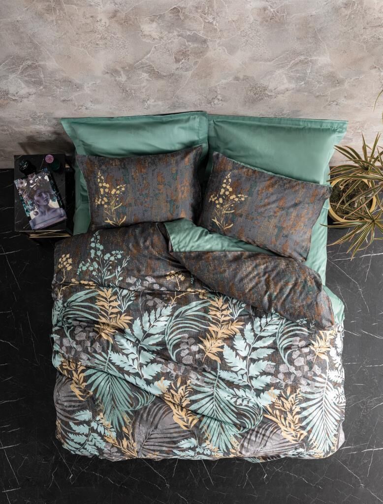 Cotton Box Çift Kişilik Saten Nevresim Takımı Clorasa Mint
