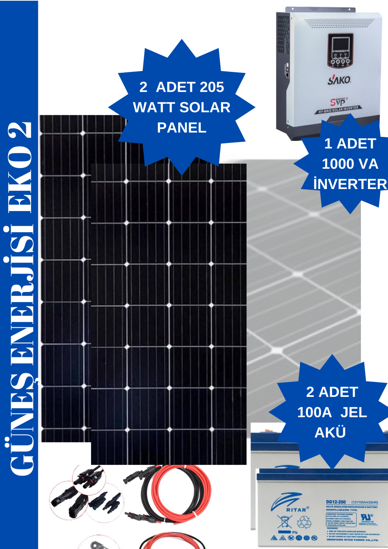 Karavan ve Tekne İçin Güneş Enerjisi Paketi Eko 2