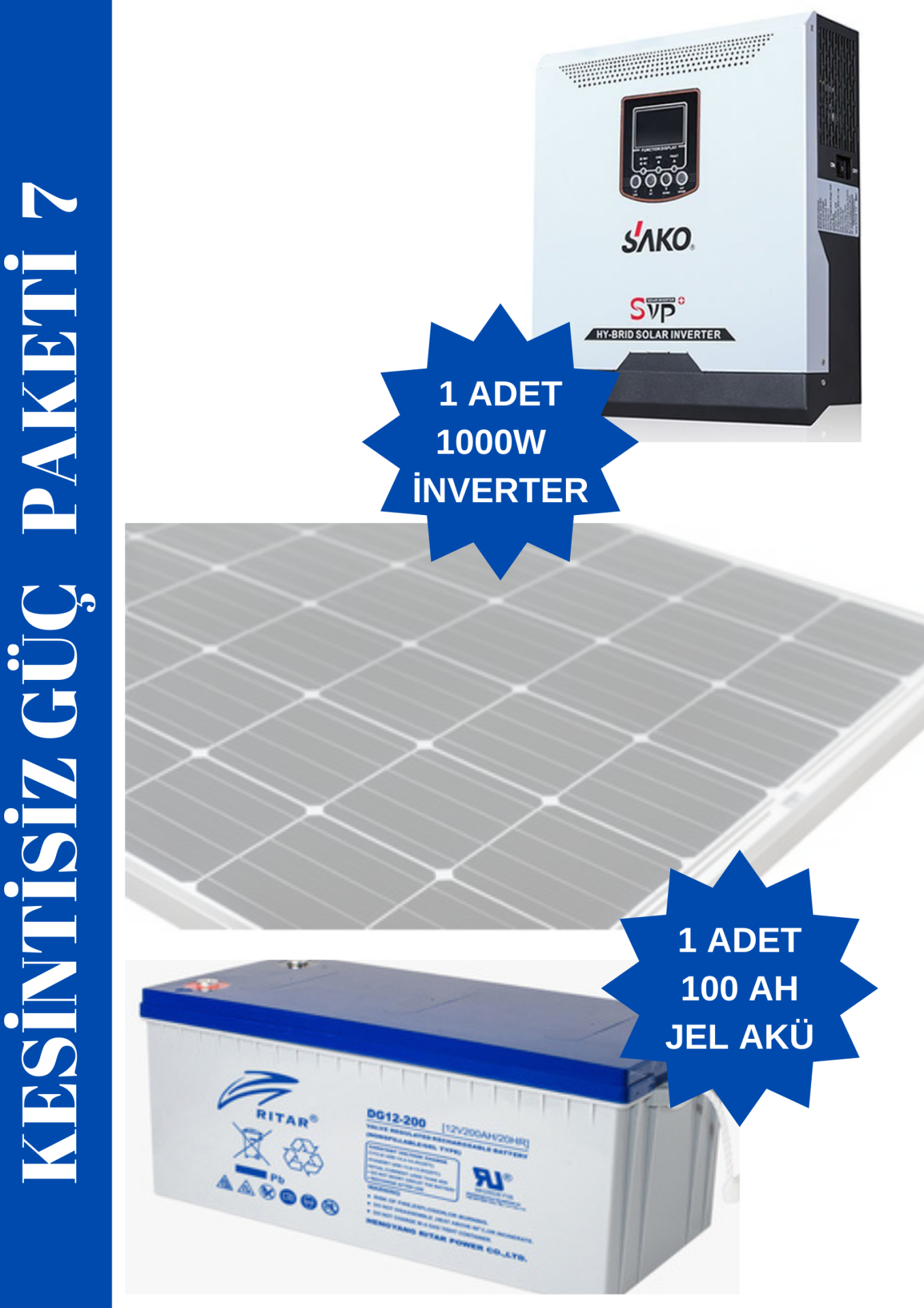 Kesintisiz Güç Kaynağı Paketi 1000 w Çıkış - 1,2 Kva Yedekleme