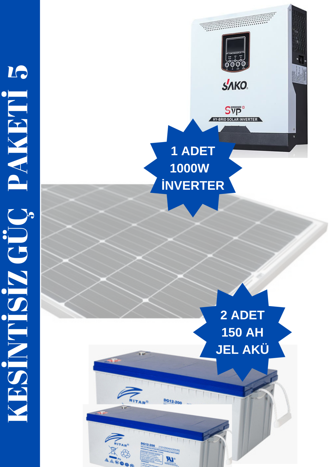 Kesintisiz Güç Kaynağı Paketi 1000 w Çıkış - 2,4 Kva Yedekleme