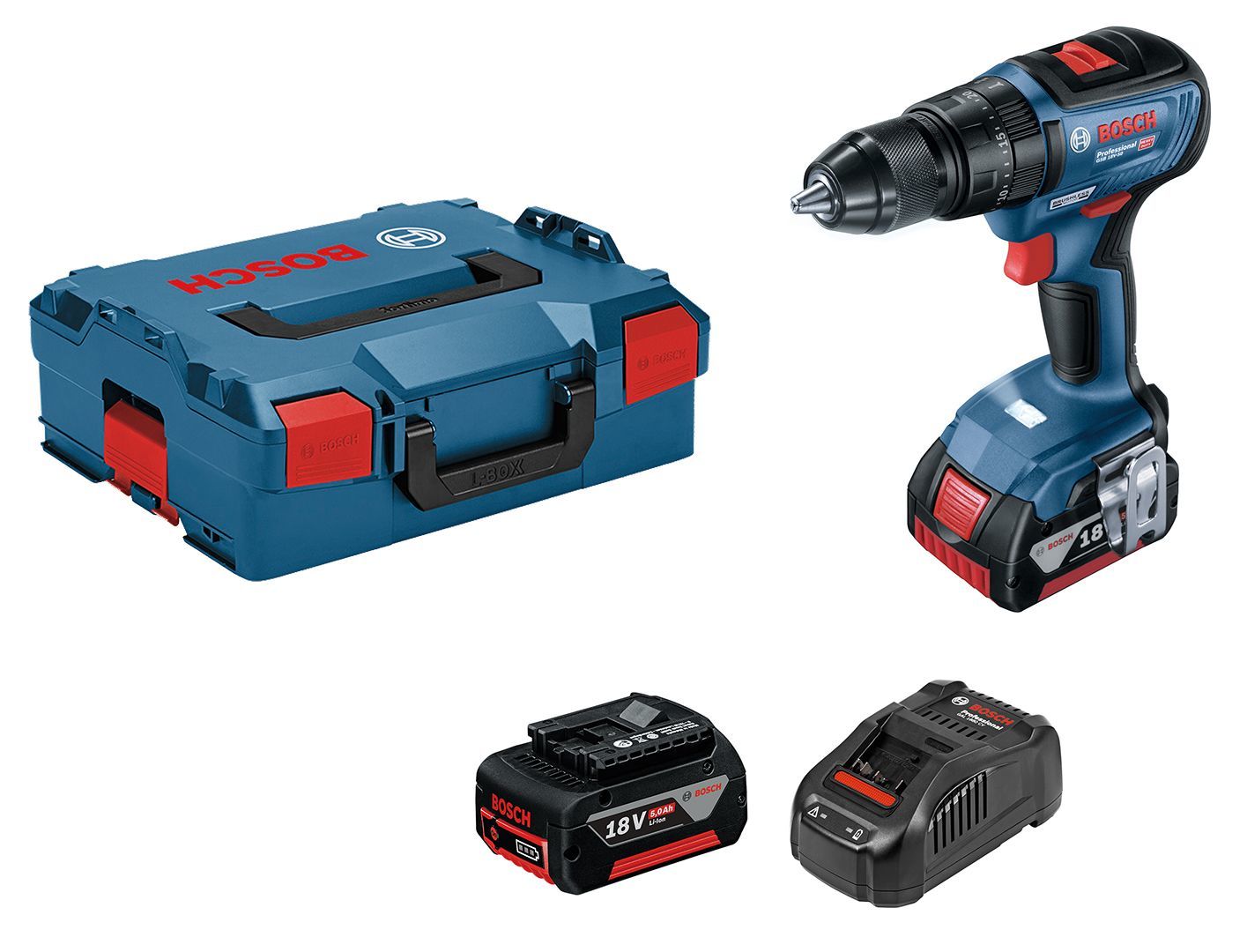 Bosch Professional GSB 18V-50 2x5.0 Ah 18 Volt Akülü Darbeli Delme Vidalama Makinesi