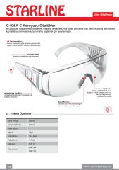 Starline G-026A-C Şeffaf Darbeye Karşı Dirençli ve Buğulanmaz Koruyucu Gözlük