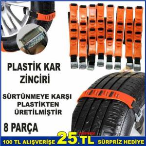 8 Parça Aşınmayan Özel Malzemeden Üretim Demir Aparatlı Patinaj Zinciri Özel Çantalı Kar Zinciri