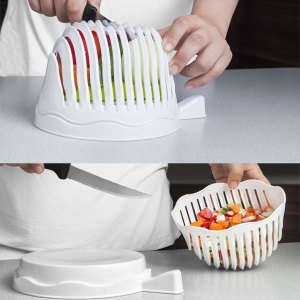 Süper Pratik Akrilik Salatamatik İster Meyve İster Sebze Doğrayıcı Yıka-Kes-Hazır Salatamatik